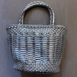 Silver JCrew bucket bag